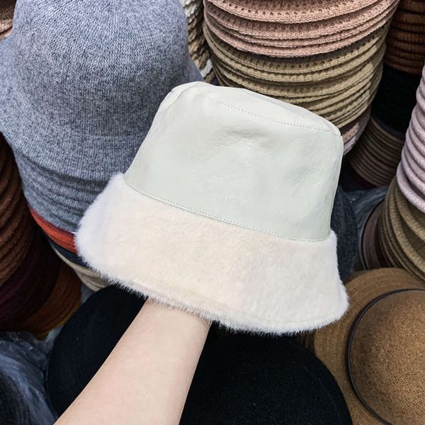 new fisherman's with korean imitation leather plush warm bucket hat elegant and versatile in winter, Blue;gray
new fisherman's with korean imitation leather plush warm bucket hat elegant and versatile in winter, Blue;gray