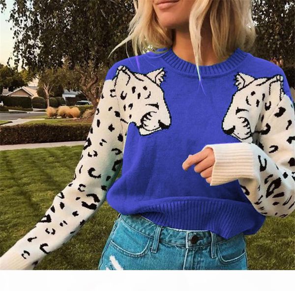 women animal sweater long sleeve patchwork o neck fashion sweater 2020 spring autumn lady clothes, White;black
women animal sweater long sleeve patchwork o neck fashion sweater 2020 spring autumn lady clothes, White;black