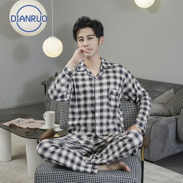 dianruo new autumn winter men's pajamas korean double knitted cotton long sleeve home wear set mens plaid sleepwear q380 201027, Black;red
dianruo new autumn winter men's pajamas korean double knitted cotton long sleeve home wear set mens plaid sleepwear q380 201027, Black;red