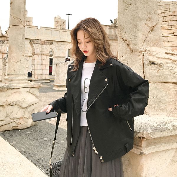 2021 new spring faux female jacket turn-down collar black short plutonium leather jackets ate8
2021 new spring faux female jacket turn-down collar black short plutonium leather jackets ate8