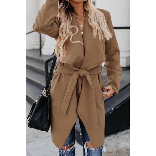 long coat women solid turn down collar drawstring trench coat fashion style winter plus size female outerwear, Tan;black
long coat women solid turn down collar drawstring trench coat fashion style winter plus size female outerwear, Tan;black