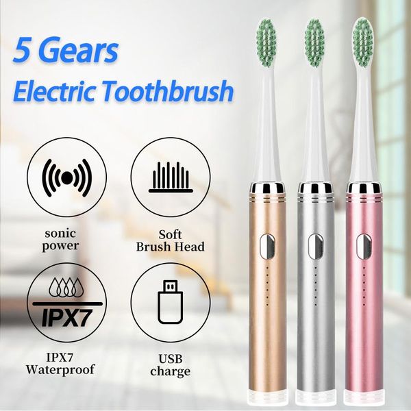 sonic electric toothbrush rechargeable 5 modes waterproof stainless steel ultrasonic electric toothbrush cover brush heads
sonic electric toothbrush rechargeable 5 modes waterproof stainless steel ultrasonic electric toothbrush cover brush heads