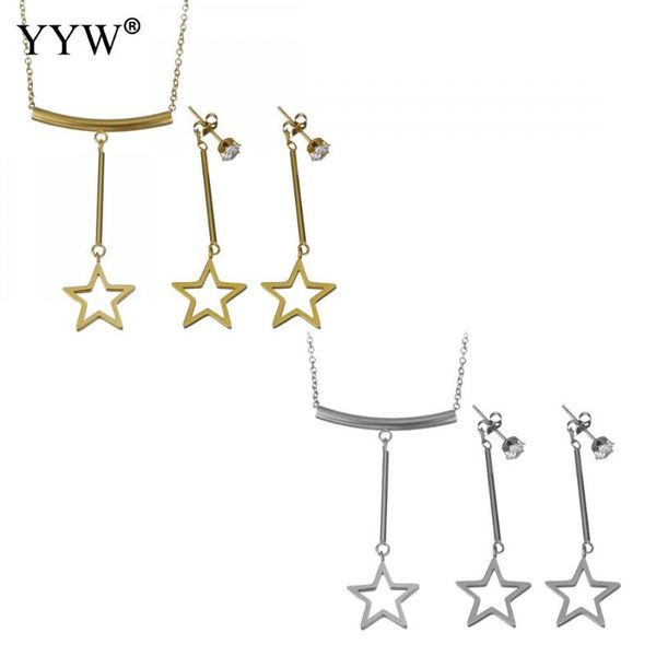 Stainless Steel Jewelry Set Women Drop Earrings Necklace Extender Chain Hollow Star Pendant Charms Female Ornaments Suit mujer, Silver
Stainless Steel Jewelry Set Women Drop Earrings Necklace Extender Chain Hollow Star Pendant Charms Female Ornaments Suit mujer, Silver