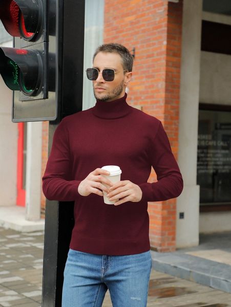 men solid turtleneck sweater v7ql#, White;black 
men solid turtleneck sweater v7ql#, White;black