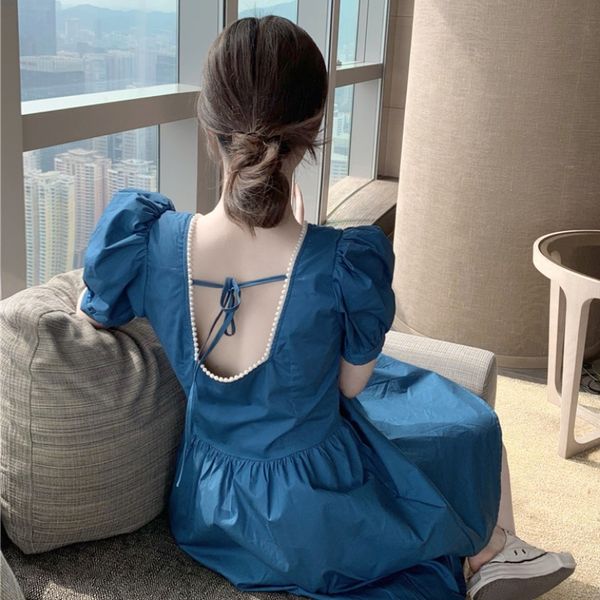 new summer hong kong-style french fairy collar square pearl thin waist short sleeve bubble mid dress feminine ys51, Black;gray
new summer hong kong-style french fairy collar square pearl thin waist short sleeve bubble mid dress feminine ys51, Black;gray