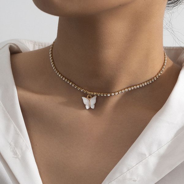 cute colorful butterfly pendant necklace shiny rhinestone crystal chain necklace for women trendy party 2020 jewelry gift, Golden;silver
cute colorful butterfly pendant necklace shiny rhinestone crystal chain necklace for women trendy party 2020 jewelry gift, Golden;silver