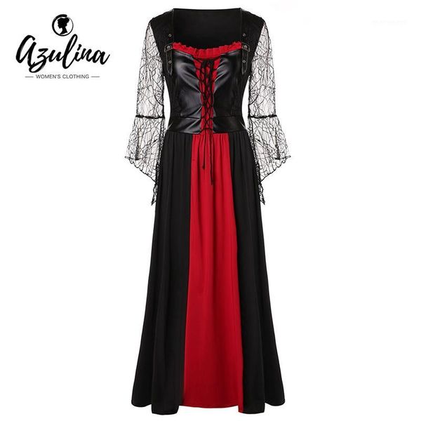 

azulina halloween plus size lace up lace insert maxi dress women clothing vestidos fall spring dresses1, White;black