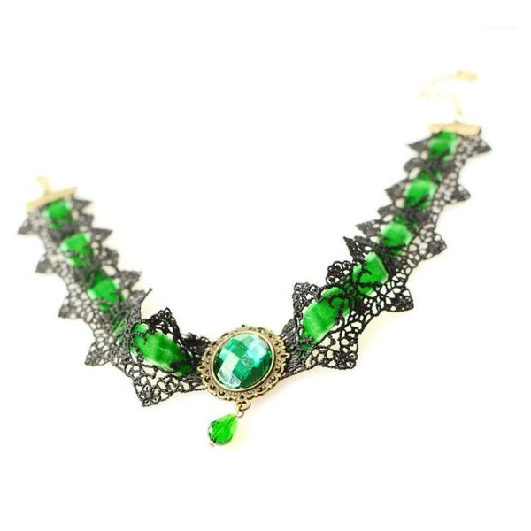1pc vintage gothic punk style victorian design jewelry black lace green/purple ribbon acrylia bead pandent necklace1, Golden;silver
1pc vintage gothic punk style victorian design jewelry black lace green/purple ribbon acrylia bead pandent necklace1, Golden;silver