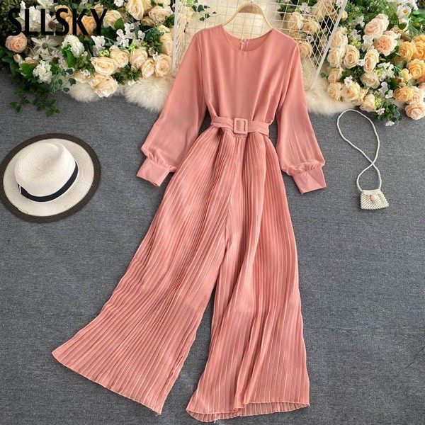 sllsky 2020 new autumn elegant solid jumpsuits women office lady long sleeve with belt o neck zipper pleated wide leg trousers1, Black;white 
sllsky 2020 new autumn elegant solid jumpsuits women office lady long sleeve with belt o neck zipper pleated wide leg trousers1, Black;white