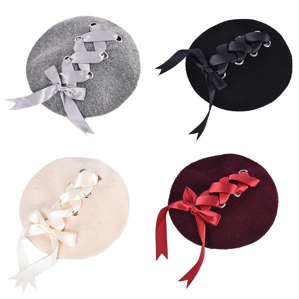 4 colors bandage elegant bow beret beanie harajuku cute sweet round french straps black fshionable winter warm daily casual hat, Blue;gray
4 colors bandage elegant bow beret beanie harajuku cute sweet round french straps black fshionable winter warm daily casual hat, Blue;gray