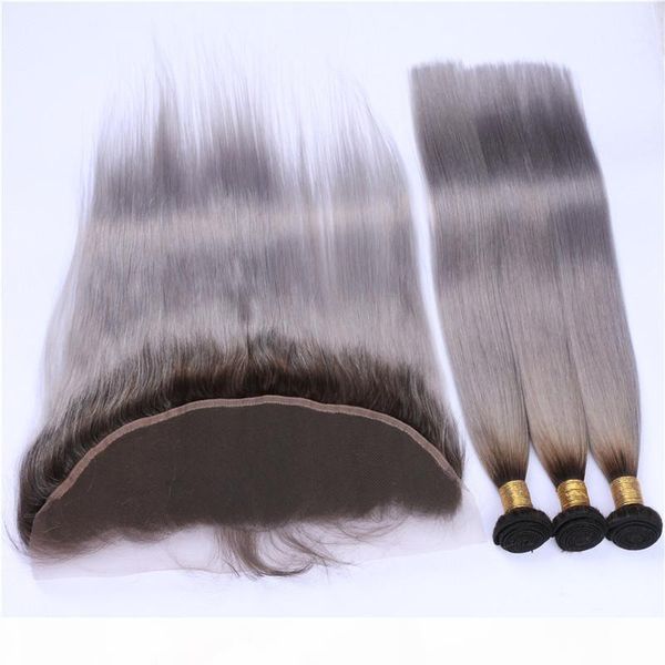 two tone 1b grey dark root ombre 13x4 lace frontal closure with 3bundles body wave silver gray ombre human hair with frontal, Black;brown
two tone 1b grey dark root ombre 13x4 lace frontal closure with 3bundles body wave silver gray ombre human hair with frontal, Black;brown