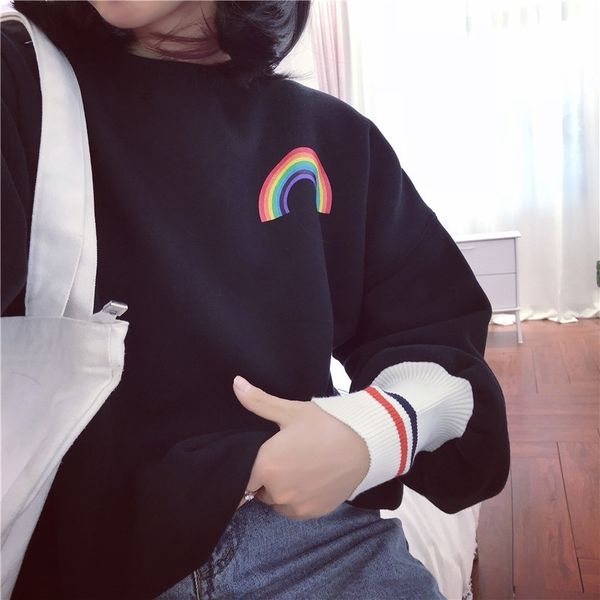 woherb korean girls kawaii sweatshirt rainbow print cute hoodies women autumn thin harajuku hoodie crewneck sweatshirts 201203, Black
woherb korean girls kawaii sweatshirt rainbow print cute hoodies women autumn thin harajuku hoodie crewneck sweatshirts 201203, Black