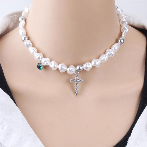 chains arrival hip hop imitation irregular pearls cross chain metal beads line necklace for women jewelry, Silver
chains arrival hip hop imitation irregular pearls cross chain metal beads line necklace for women jewelry, Silver
