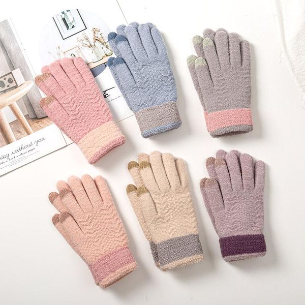 five fingers gloves fashion knitted winter women touch screen female thick warm full finger outdoor mittens lady, Blue;gray
five fingers gloves fashion knitted winter women touch screen female thick warm full finger outdoor mittens lady, Blue;gray