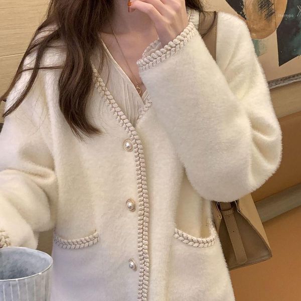 spring chic sweet soft mink fleece jacket women korean fashion long sleeve cardigan coat elegant vintage pearl button outerwear1, Black;brown
spring chic sweet soft mink fleece jacket women korean fashion long sleeve cardigan coat elegant vintage pearl button outerwear1, Black;brown