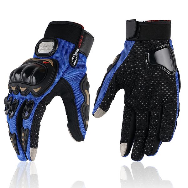 motorcycle glove screen touch summer hard knuckle protective gear full finger breathable waterproof riding scooter gloves, Blue;gray 
motorcycle glove screen touch summer hard knuckle protective gear full finger breathable waterproof riding scooter gloves, Blue;gray