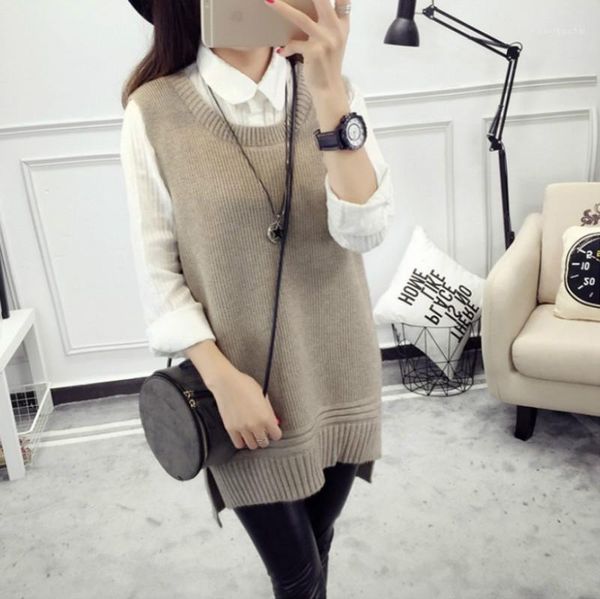 woman vest weaters knitted waistcoats loose o-collar mid-long sleeveless wool coat colete feminino autumn gilet1, Black;white
woman vest weaters knitted waistcoats loose o-collar mid-long sleeveless wool coat colete feminino autumn gilet1, Black;white