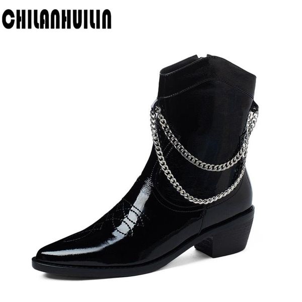 2020 autumn winter fashion women ankle boots square heel platform zipper riding booties chain ladies pumps punk shoes big size, Black
2020 autumn winter fashion women ankle boots square heel platform zipper riding booties chain ladies pumps punk shoes big size, Black
