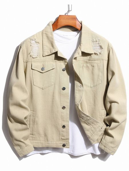 men ripped frayed flap pocket denim jacket without tee 05s4#, Blue
men ripped frayed flap pocket denim jacket without tee 05s4#, Blue