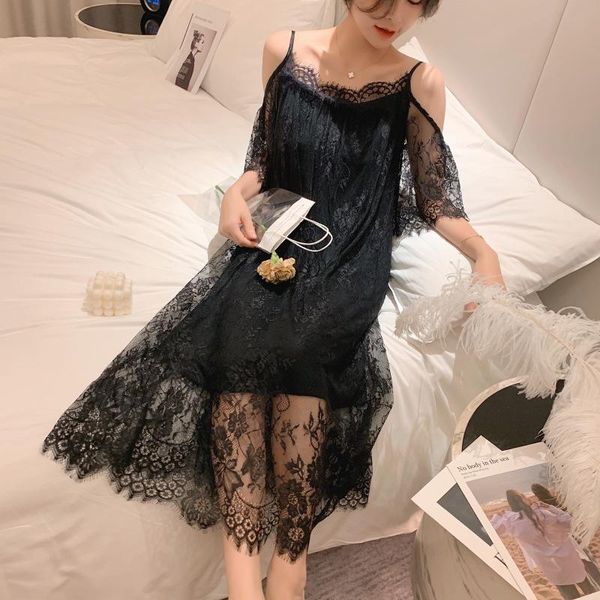 new summer long nightdress lace nightwear nylon breathable fashion nightgowns elegant sleepwear women sling homewear, Black;red
new summer long nightdress lace nightwear nylon breathable fashion nightgowns elegant sleepwear women sling homewear, Black;red