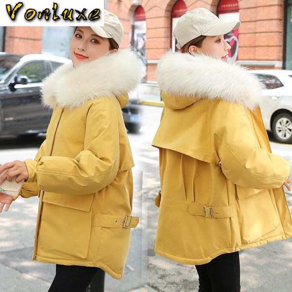2020 winter thick jacket warm parkas woman hooded large faux fur collar fashion cold outwear plus size coat women, Black
2020 winter thick jacket warm parkas woman hooded large faux fur collar fashion cold outwear plus size coat women, Black