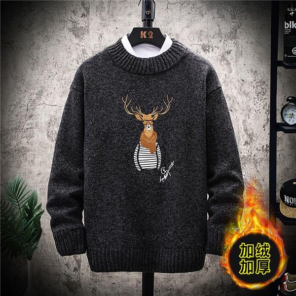 men's sweaters autumn and winter plus velvet thick sweater trend deer warm knitted pullover, White;black
men's sweaters autumn and winter plus velvet thick sweater trend deer warm knitted pullover, White;black