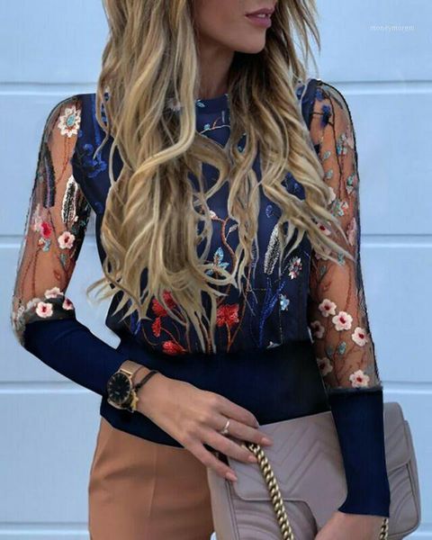 women's blouses & shirts ladies floral embroidery long sleeve sheer mesh insert blouse pullover women elegant tansparent flower blusa1, White
women's blouses & shirts ladies floral embroidery long sleeve sheer mesh insert blouse pullover women elegant tansparent flower blusa1, White
