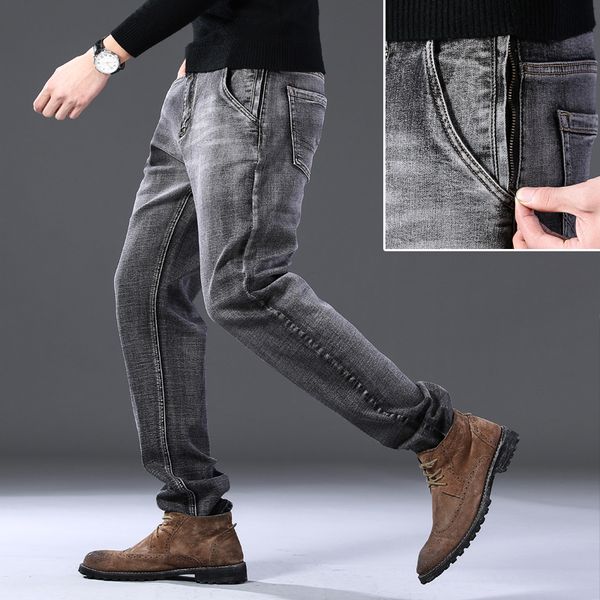 2020 autumn winter new jeans stretch slim classic black/smoky gray business loose casual trousers men's brand, Blue
2020 autumn winter new jeans stretch slim classic black/smoky gray business loose casual trousers men's brand, Blue