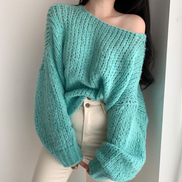 sannian autumn and winter women sweater candy color round neck pullover loose casual long-sleeved thick stitch sweater women top, White;black
sannian autumn and winter women sweater candy color round neck pullover loose casual long-sleeved thick stitch sweater women top, White;black