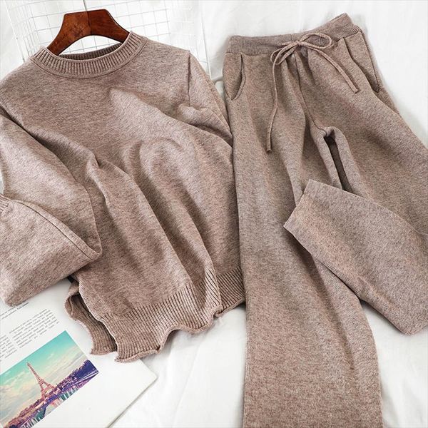 korean tracksuit long sleeve knitted pullovers elastic waist long trousers set women solid casual two piece set new f509, Gray
korean tracksuit long sleeve knitted pullovers elastic waist long trousers set women solid casual two piece set new f509, Gray