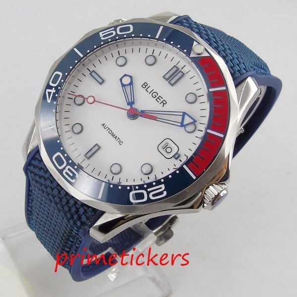 wristwatches 41mm bliger brand business blue strap red hands date indicator stainless steel automatic movement men's watch1, Slivery;brown
wristwatches 41mm bliger brand business blue strap red hands date indicator stainless steel automatic movement men's watch1, Slivery;brown