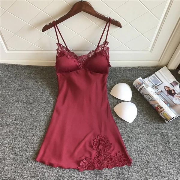 women's sleepwear nightdresses lingerie silk nightgown summer lace night dress nightie satin homewear chest pad nightwear, Black;red
women's sleepwear nightdresses lingerie silk nightgown summer lace night dress nightie satin homewear chest pad nightwear, Black;red