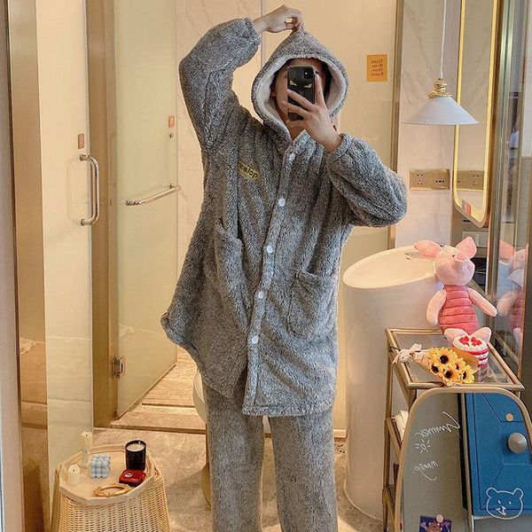 new men flannel pajamas set winter warm 2pcs sleepwear male thicken pyjamas suit coral fleece sleep set lougne home clothing, Black;brown
new men flannel pajamas set winter warm 2pcs sleepwear male thicken pyjamas suit coral fleece sleep set lougne home clothing, Black;brown
