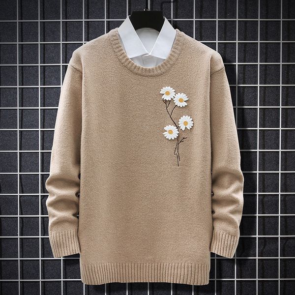 2021 new mens knitted sweater 2021 autumn winter men's flower decoration jumper casual loose soft male sweaters daisy embroidery vfz4, White;black
2021 new mens knitted sweater 2021 autumn winter men's flower decoration jumper casual loose soft male sweaters daisy embroidery vfz4, White;black