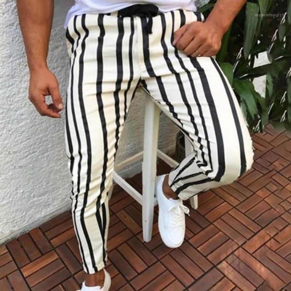men's pants 2021 casual men vertical stripes print elastic waistband pockets long skinny male sweatpants1, Black
men's pants 2021 casual men vertical stripes print elastic waistband pockets long skinny male sweatpants1, Black