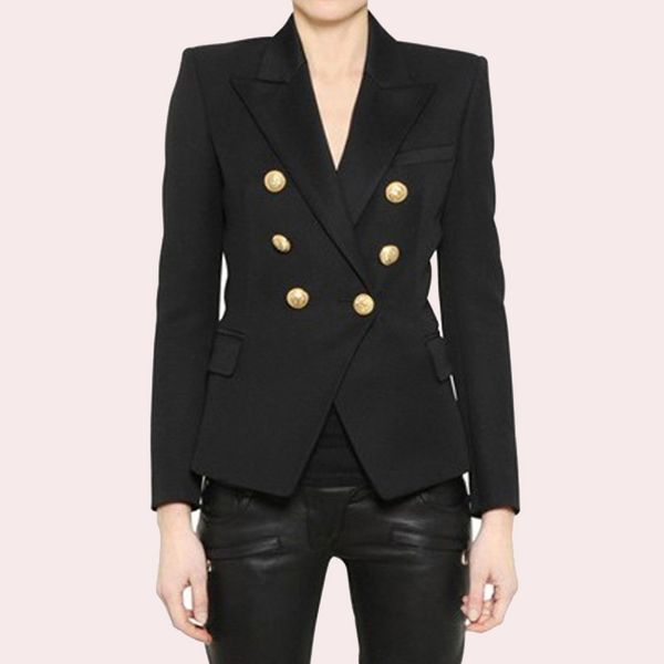 excellent quality stylish classic designer jacket for women double breasted lion metal buttons blazer plus size s-3xl y201026, White;black
excellent quality stylish classic designer jacket for women double breasted lion metal buttons blazer plus size s-3xl y201026, White;black