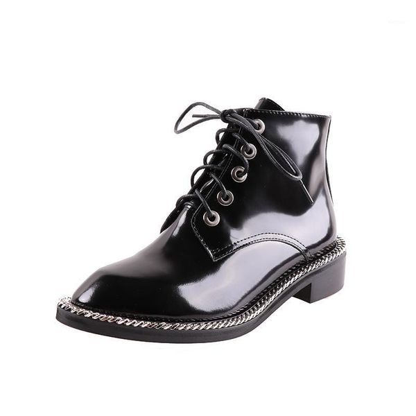 boots 2021 shoes woman genuine leather black white low-heel ankle round toe sliver chains decor lace up short women boots1
boots 2021 shoes woman genuine leather black white low-heel ankle round toe sliver chains decor lace up short women boots1