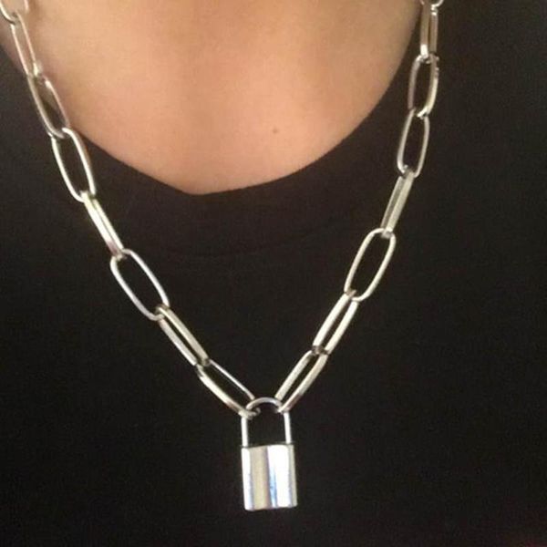 lateefah lock necklace personality punk geometric necklace women simple lock temperament party accessories, Silver
lateefah lock necklace personality punk geometric necklace women simple lock temperament party accessories, Silver