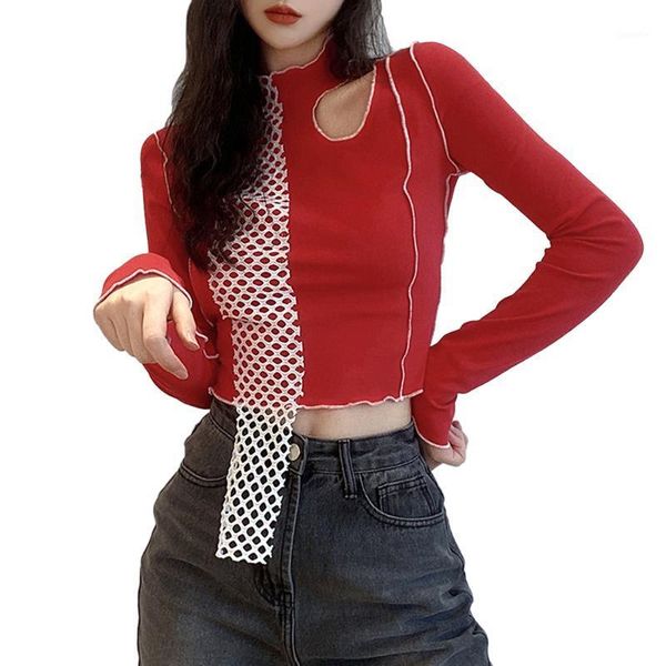 2020 fashion women high neck crop stylish long sleeve patchwork cutout slim fit tee shirt1, White
2020 fashion women high neck crop stylish long sleeve patchwork cutout slim fit tee shirt1, White