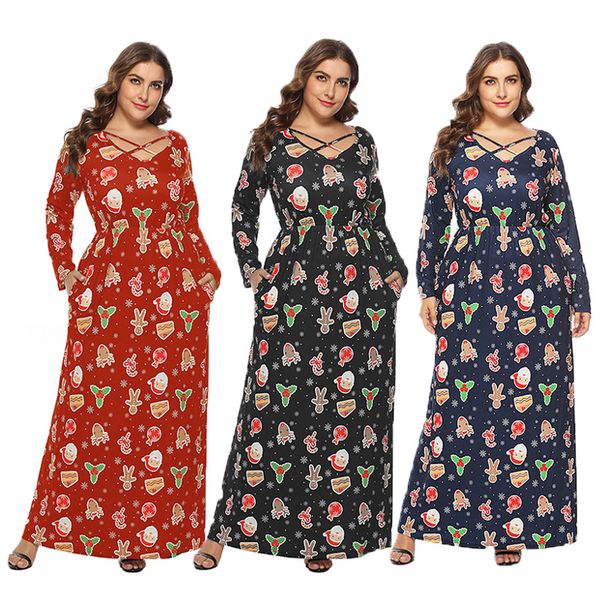 2021 new cross-border foreign trade plus size women's explosive christmas print dress, Black;gray
2021 new cross-border foreign trade plus size women's explosive christmas print dress, Black;gray