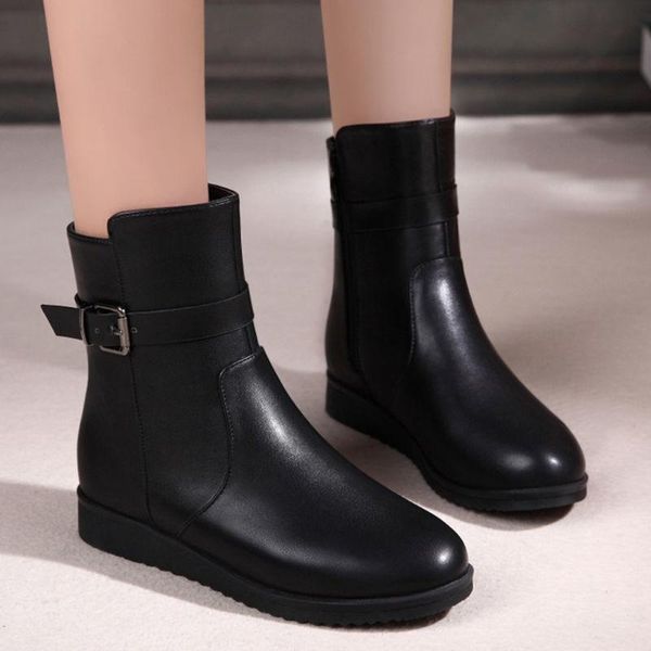 women boots winter shoes plus size platform female warm, Black
