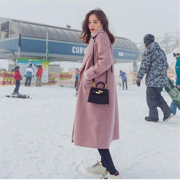 elegant long women's coat lapel 2 pockets solid color coats female outerwear1, Black
elegant long women's coat lapel 2 pockets solid color coats female outerwear1, Black