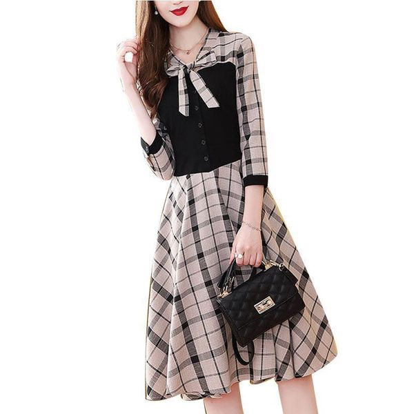 women patchwork button female half sleeve fashion plaid office lady elegant vintage spring autumn slim bow dresses aa316, Black;gray
women patchwork button female half sleeve fashion plaid office lady elegant vintage spring autumn slim bow dresses aa316, Black;gray