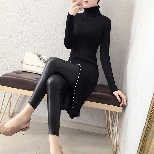 high necked female sweater open skirt womens long section autumn and winter korean fashion sleeves short sleeve beaded bottoming sweater, White;black
high necked female sweater open skirt womens long section autumn and winter korean fashion sleeves short sleeve beaded bottoming sweater, White;black