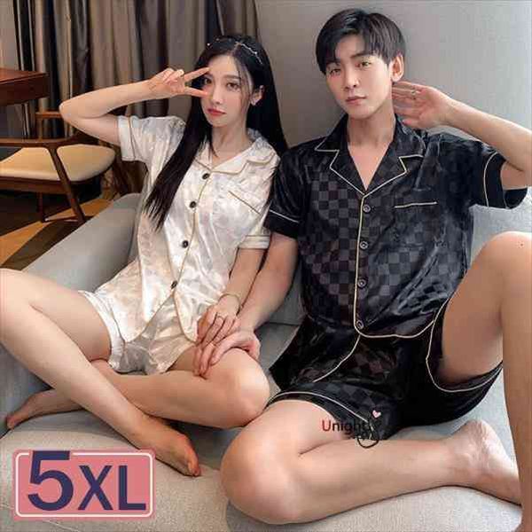 5xl summer short couple pajamas lover sleepwear silk for men women 2pc plus size short set home pijama hombre, Black;red
5xl summer short couple pajamas lover sleepwear silk for men women 2pc plus size short set home pijama hombre, Black;red