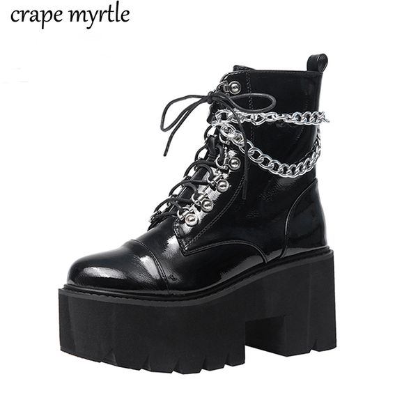 lace up shoes gothic boots women fur platform high heel winter shoes motorcycle ankle waterproof snow y200723, Black
lace up shoes gothic boots women fur platform high heel winter shoes motorcycle ankle waterproof snow y200723, Black