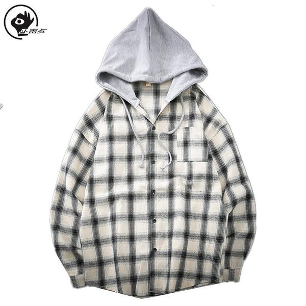 men's casual shirts little raindrop 2021 autumn plaid hooded shirt men long sleeve male brand clothing, White;black
men's casual shirts little raindrop 2021 autumn plaid hooded shirt men long sleeve male brand clothing, White;black