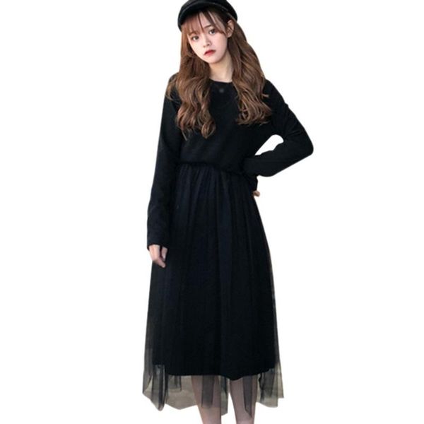 spring autumn korean style temperament sweet mesh mid-length round neck long sleeve dress women's solid casual dress black, Black;gray
spring autumn korean style temperament sweet mesh mid-length round neck long sleeve dress women's solid casual dress black, Black;gray