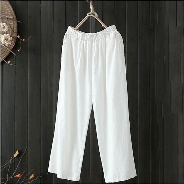 plus size white cotton pants women summer elastic waist loose casual black wide leg pants women's pocket ankle length trousers 201031, Black;white
plus size white cotton pants women summer elastic waist loose casual black wide leg pants women's pocket ankle length trousers 201031, Black;white