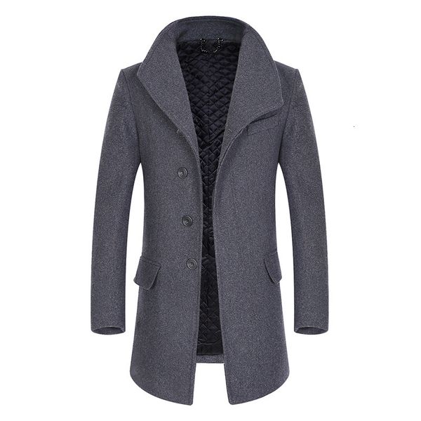 plus cotton thickened woollen winter medium long windbreaker men's coat, Tan;black 
plus cotton thickened woollen winter medium long windbreaker men's coat, Tan;black